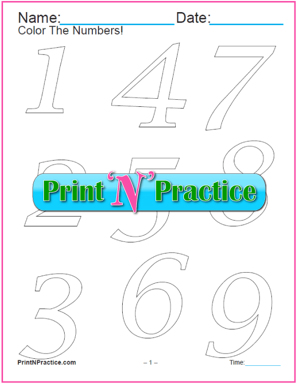 Number coloring pages for kids