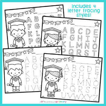 Kindergarten graduation coloring pages alphabet tracing by playfully primary