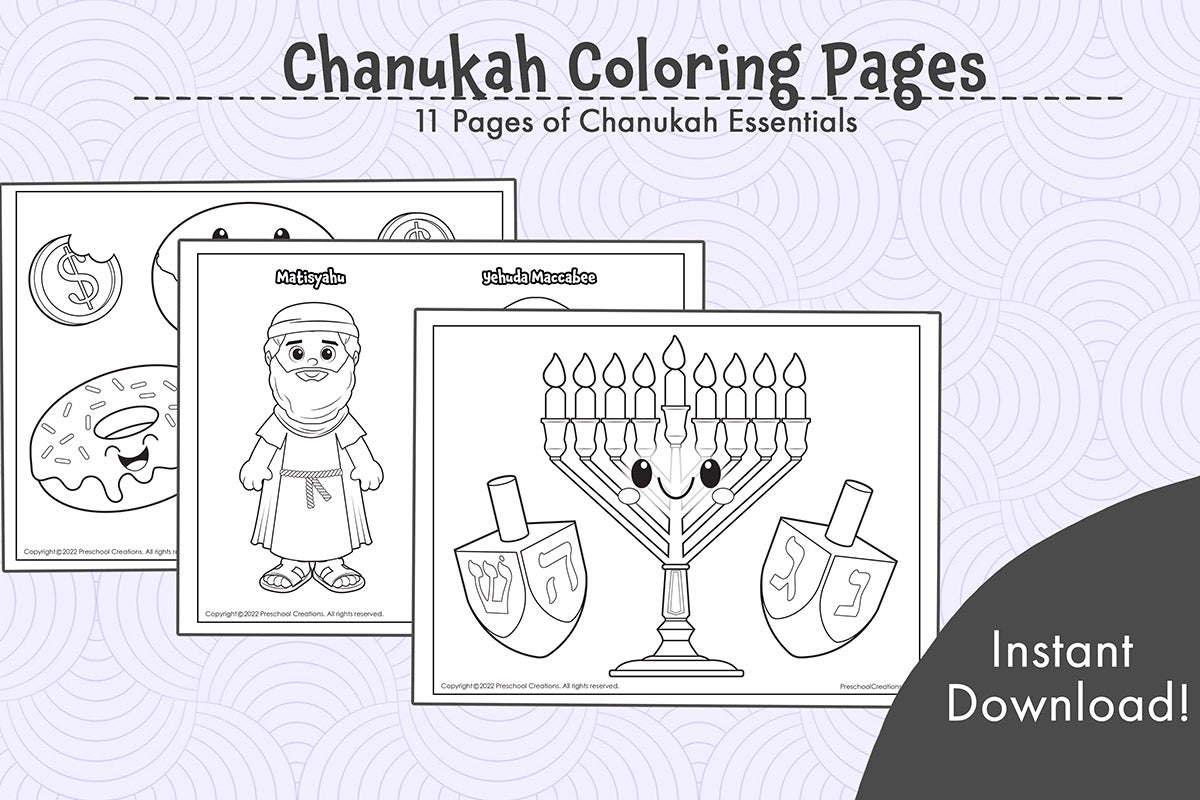 Chanukah coloring pages â preschool creations