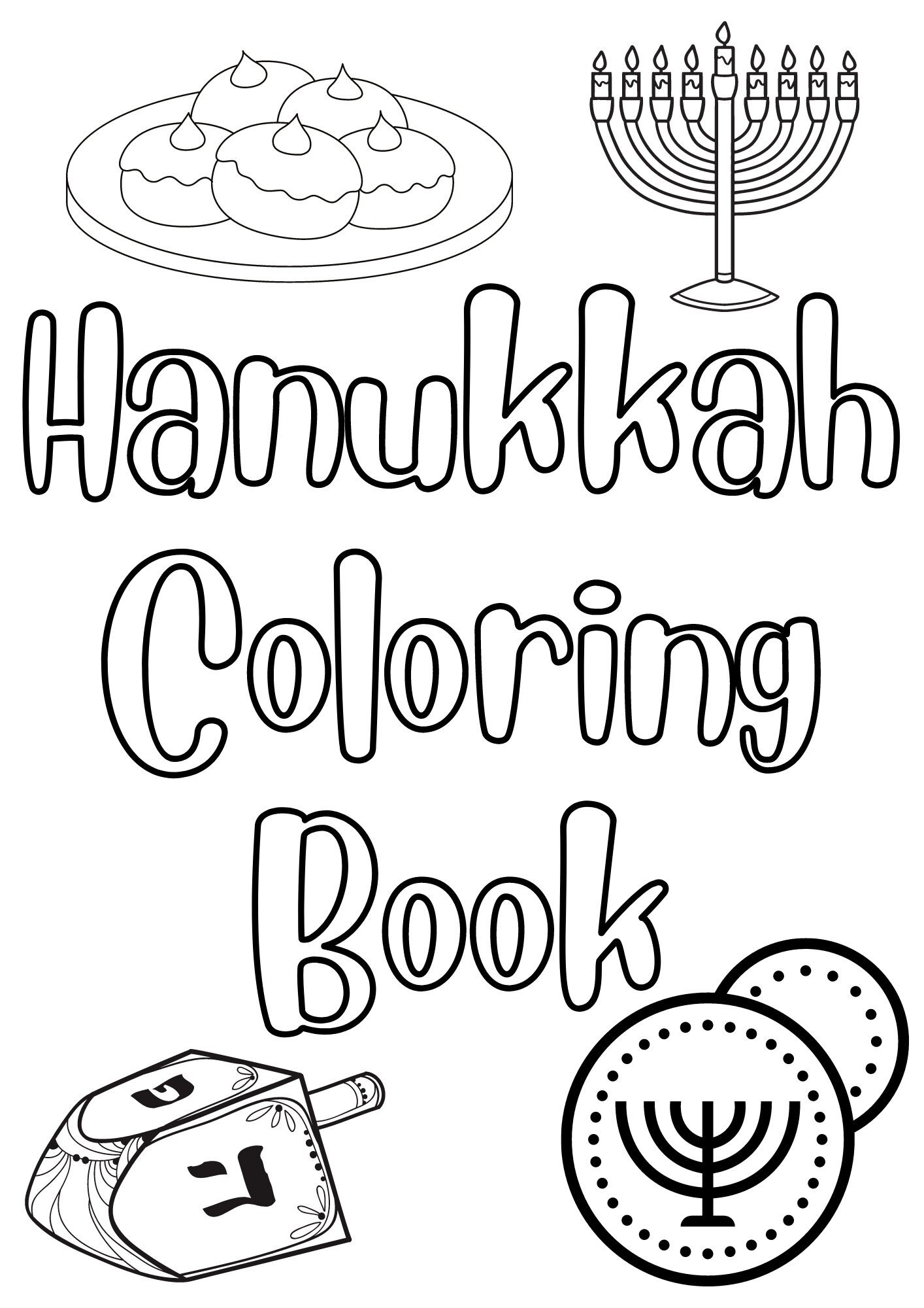 Hanukkah coloring book printable pages for kids menorah dreidel latkes gelt jewish homeschool resource fun educational holiday activity instant download