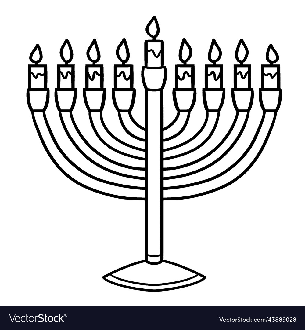 Hanukkah isolated coloring page for kids vector image