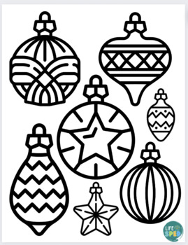 Ornament decorating coloring pages holiday winter preschool kindergarten