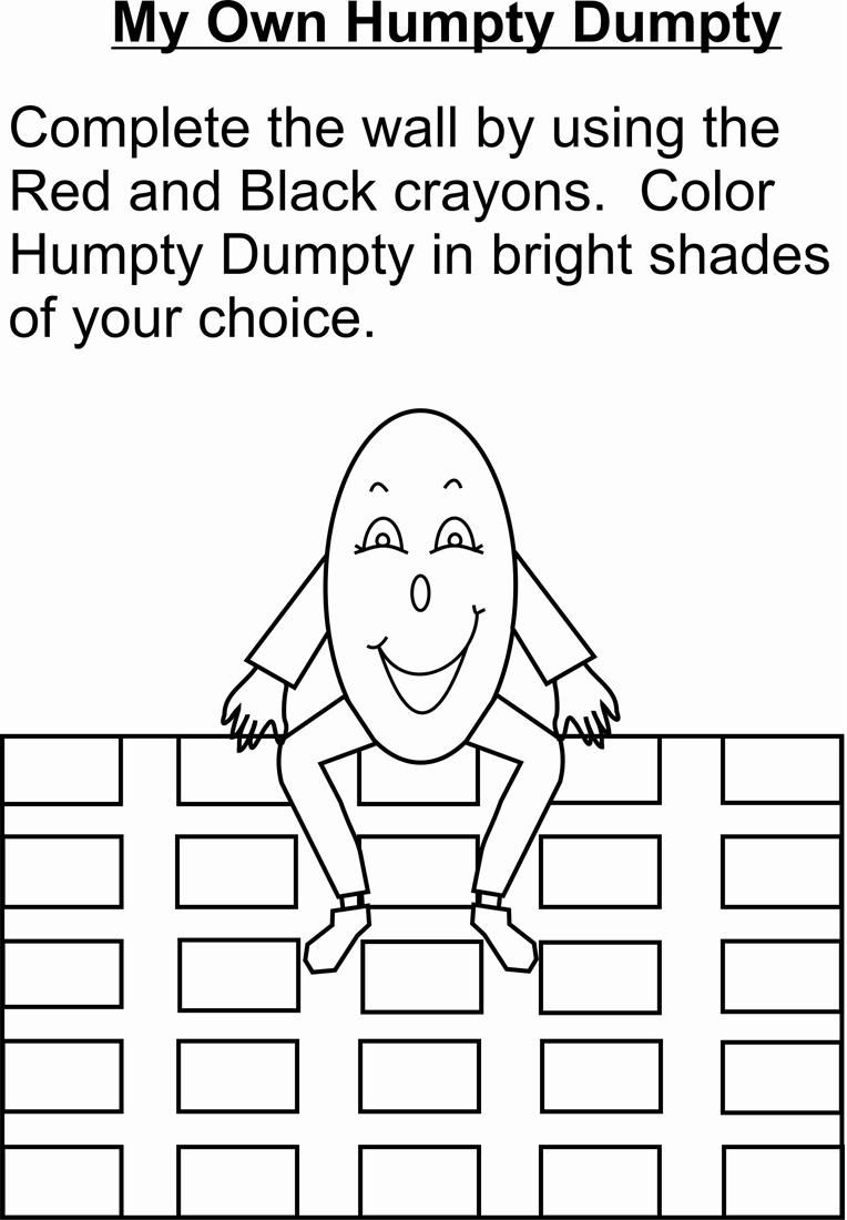 Humpty dumpty coloring page printable for kids