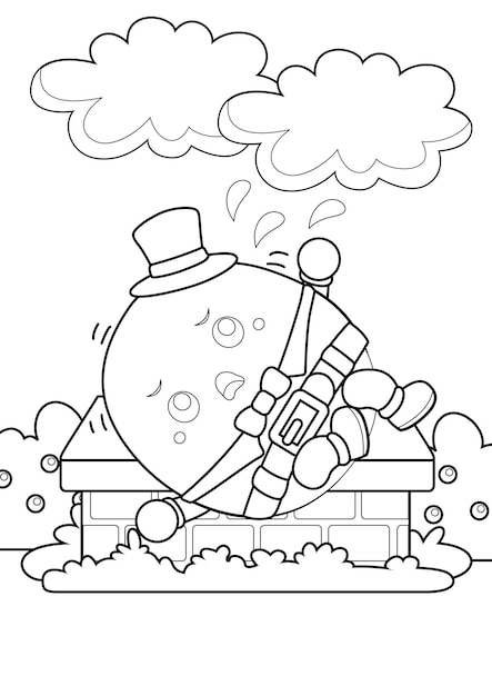 Premium vector humpty dumpty classic rhymes coloring for kids and adult