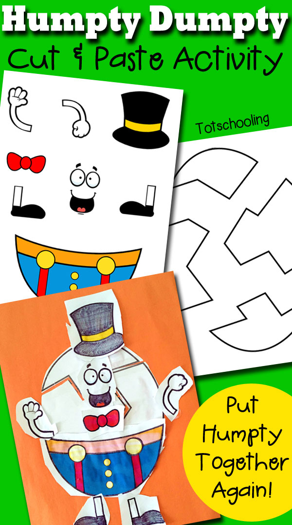 Humpty dumpty printable cut paste activity