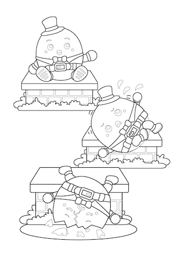 Premium vector humpty dumpty classic rhymes coloring for kids and adult