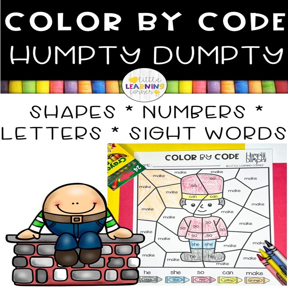 Humpty dumpty nursery rhymes color by code