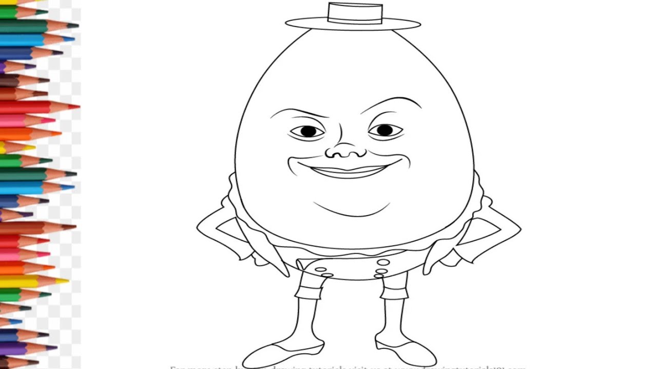 How to draw a humpty dumpty step by step drawing painting and colouring for kids and toodlers easy