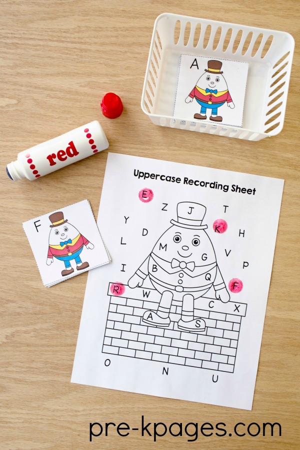 Humpty dumpty nursery rhyme theme in preschool