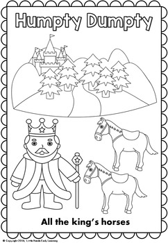 Humpty dumpty nursery rhyme coloring pages by little hands early learning