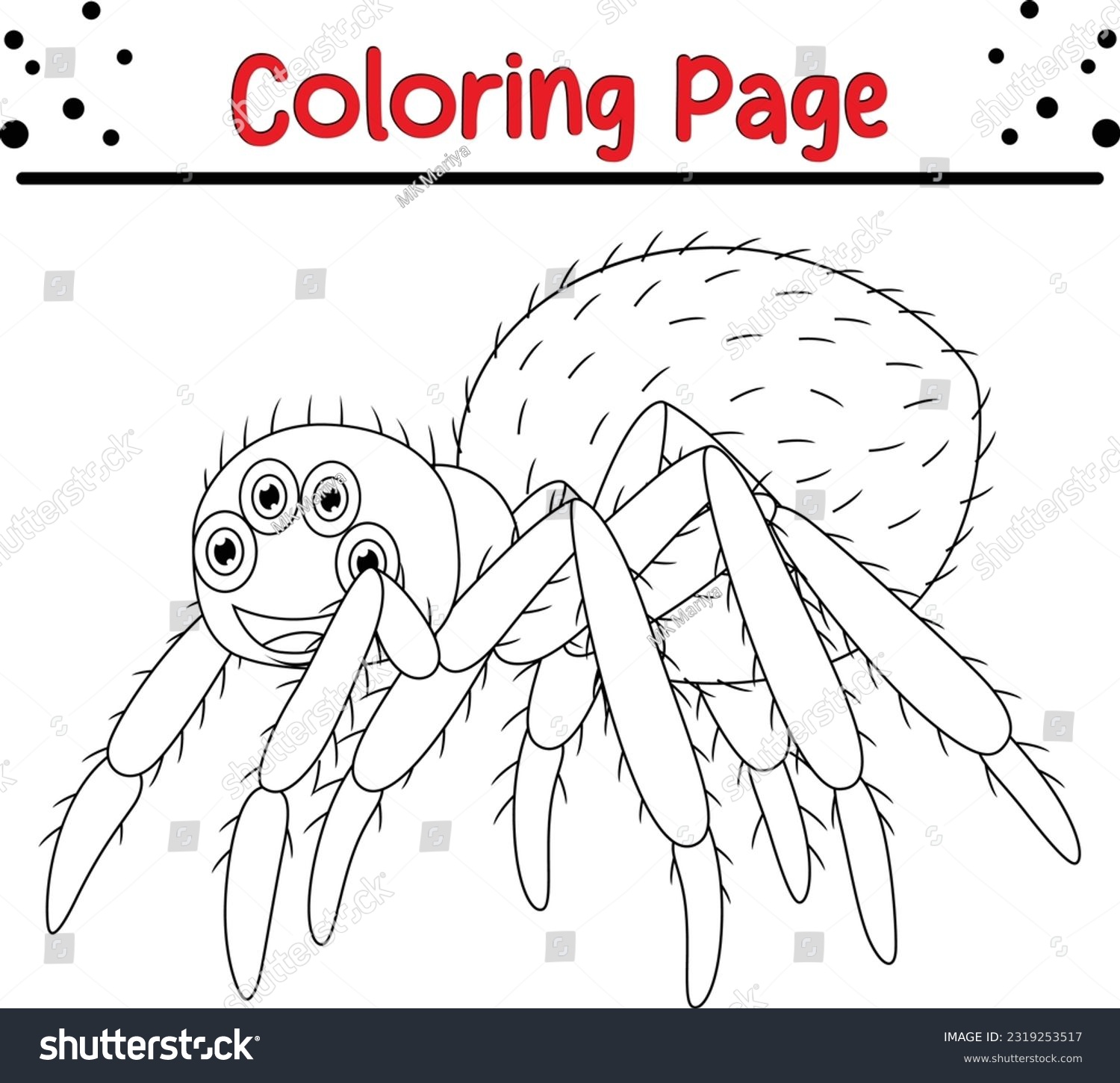 Spider coloring book kids insect coloring stock vector royalty free