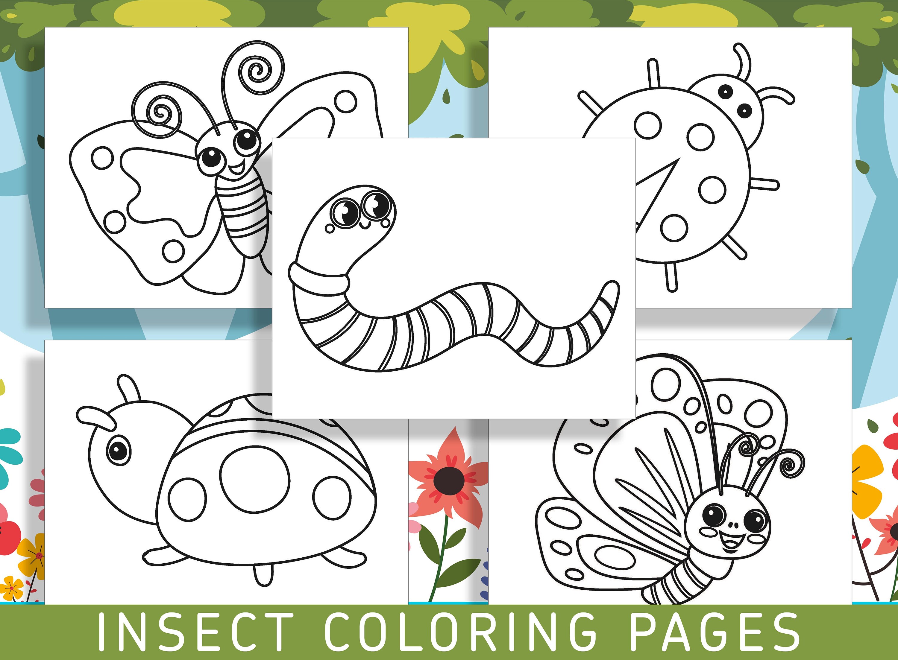 Buzz into fun with insect coloring pages perfect for kindergarten and preschool pdf file instant download