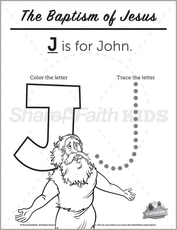 Matthew the baptism of jesus preschool letter coloring â