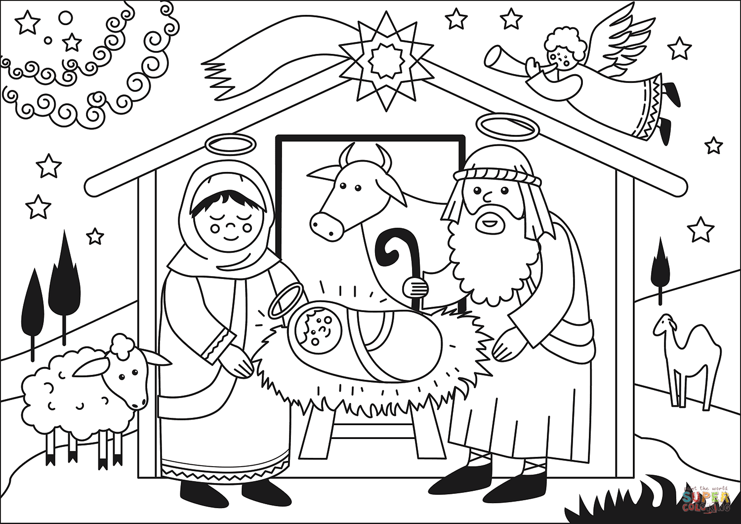 The birth of jesus coloring page free printable coloring pages