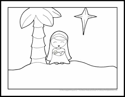 Mary and baby jesus coloring page