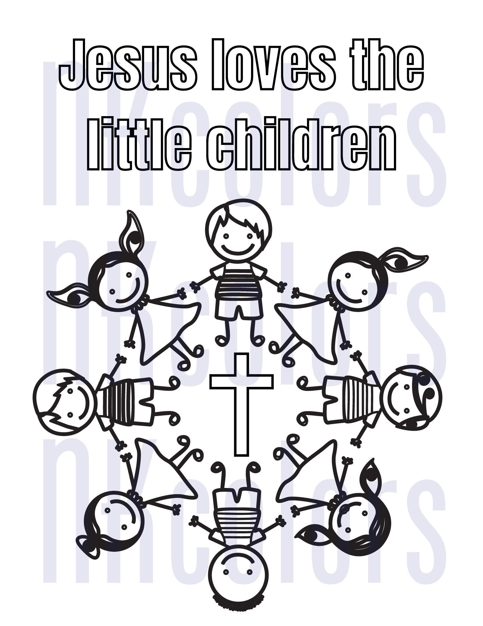 Jesus loves the little children coloring page