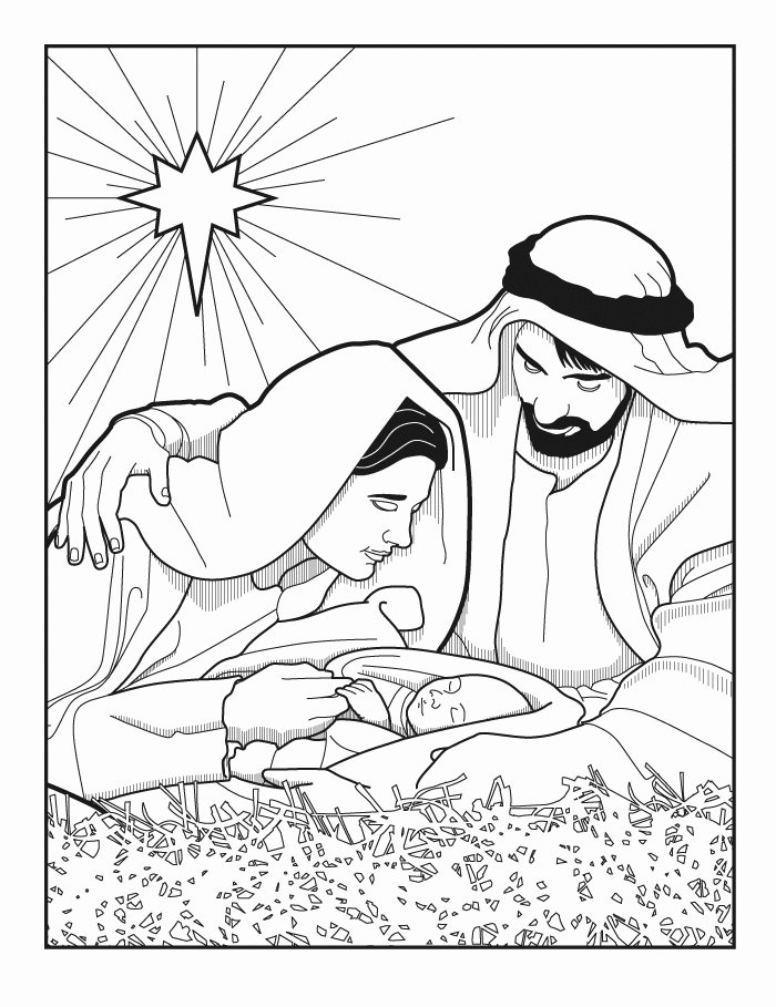 Mary joseph and baby jesus coloring page