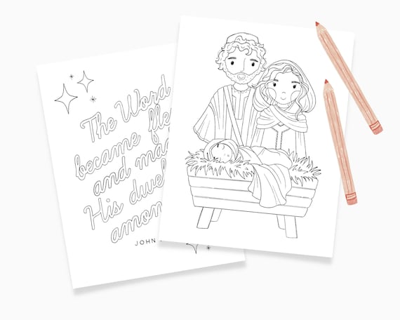 Nativity christmas coloring pages sheets jesus nativity preschool kindergarten activity homeschool bible curriculum download printable