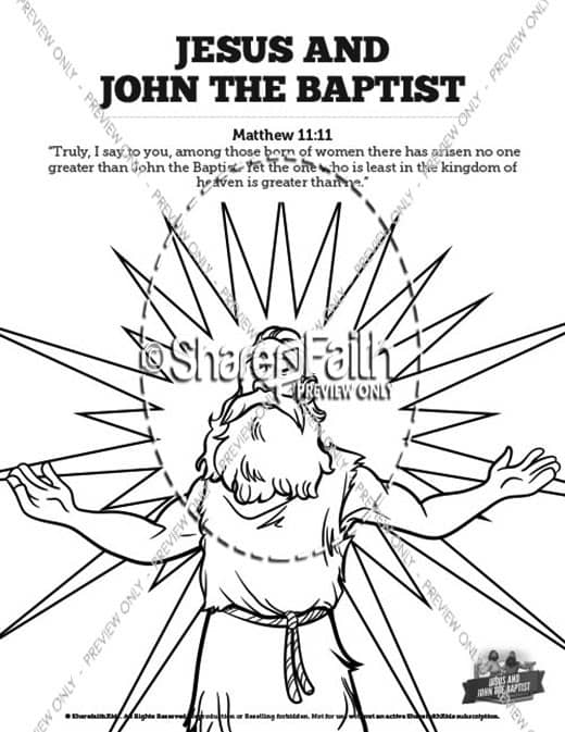 Matthew jesus and john the baptist sunday school coloring pages â