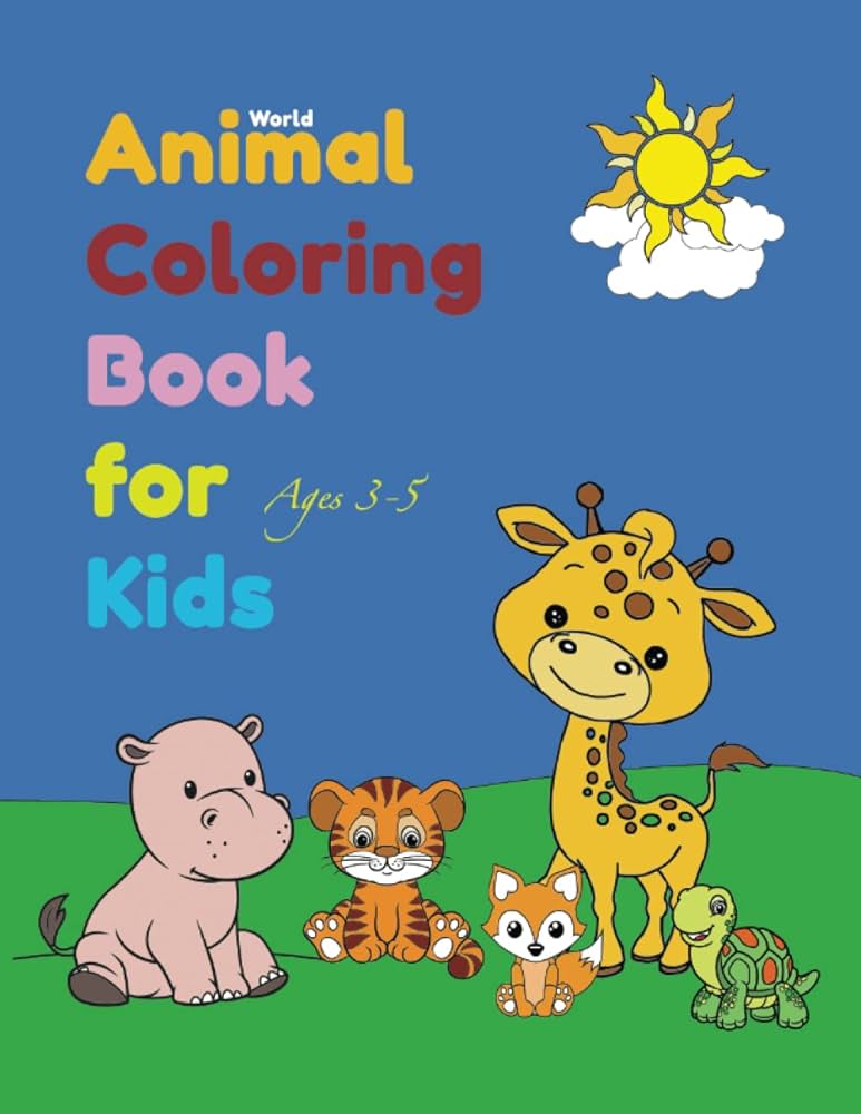 World animal coloring book for kids ages