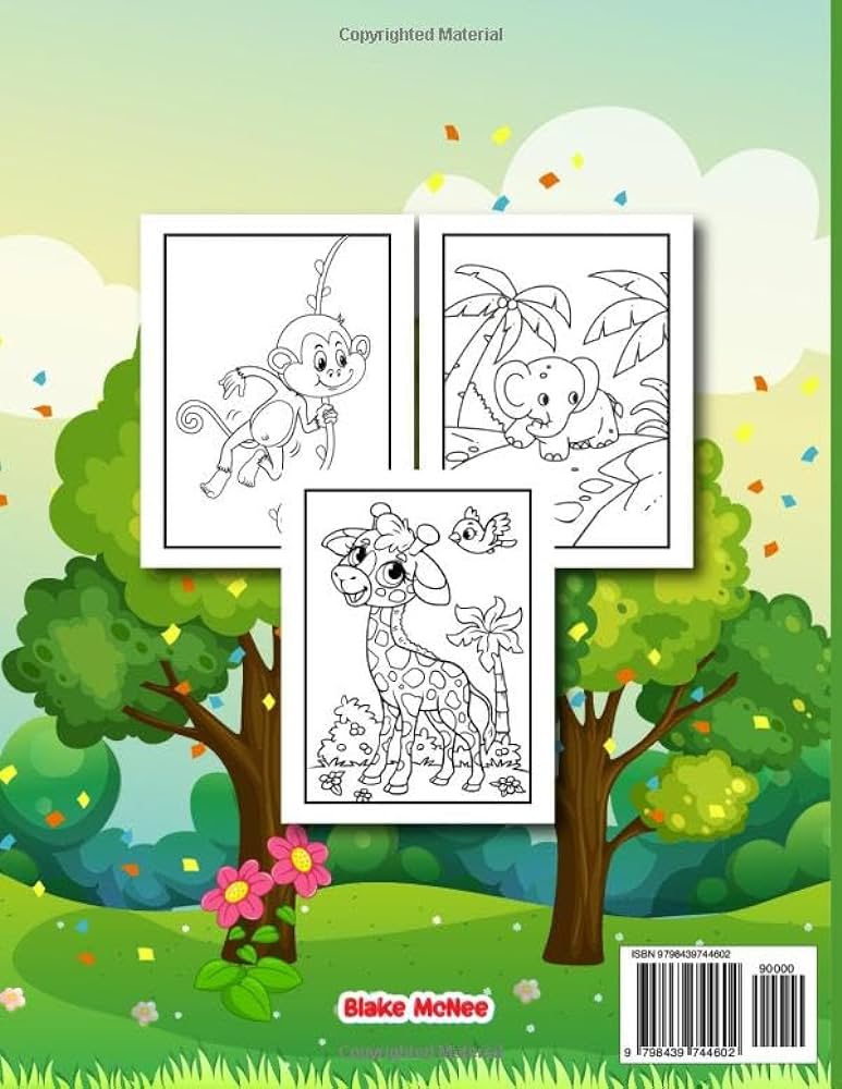 Jungle animals loring book amazing big and easy to lor drawings cute animals with happy faces loring pages perfect for preschool and kindergarten kids ages