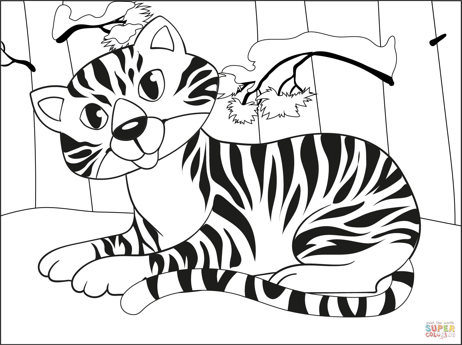Tiger coloring page free printable coloring pages
