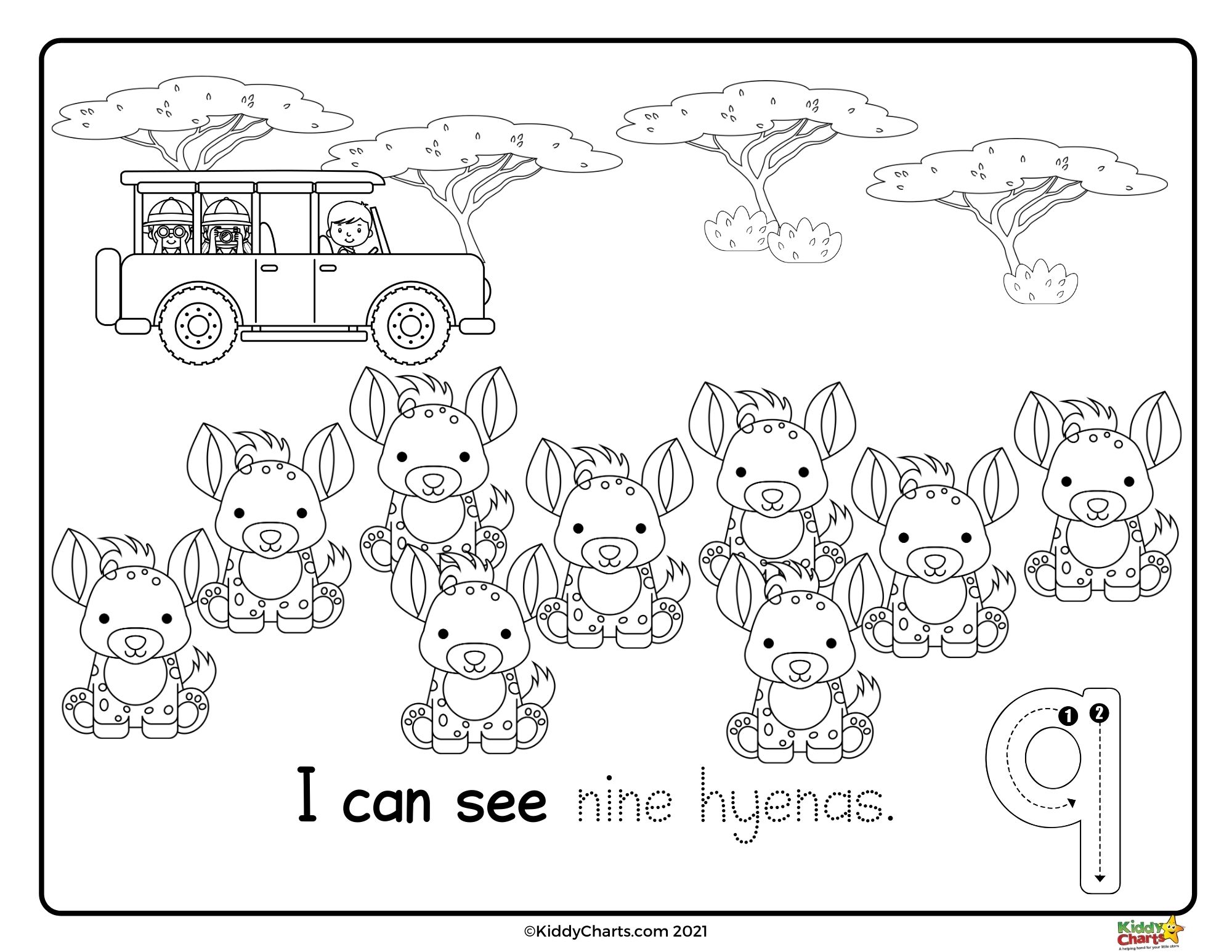 Animal coloring pages animal safari counting coloring pages sheets