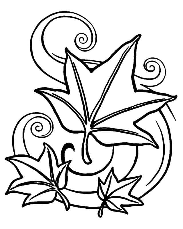 Three maple leaves coloring page