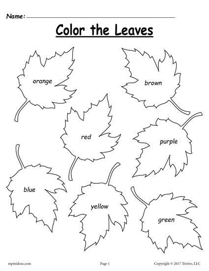 Fall leaf color words worksheet fall preschool activities fall kindergarten fall worksheets