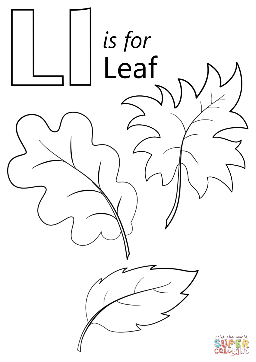 Letter l is for leaf coloring page free printable coloring pages