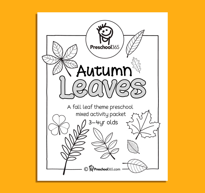 Autumn leaf theme preschool activity packet for