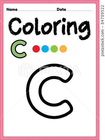 Letter c alphabet coloring page for preschool
