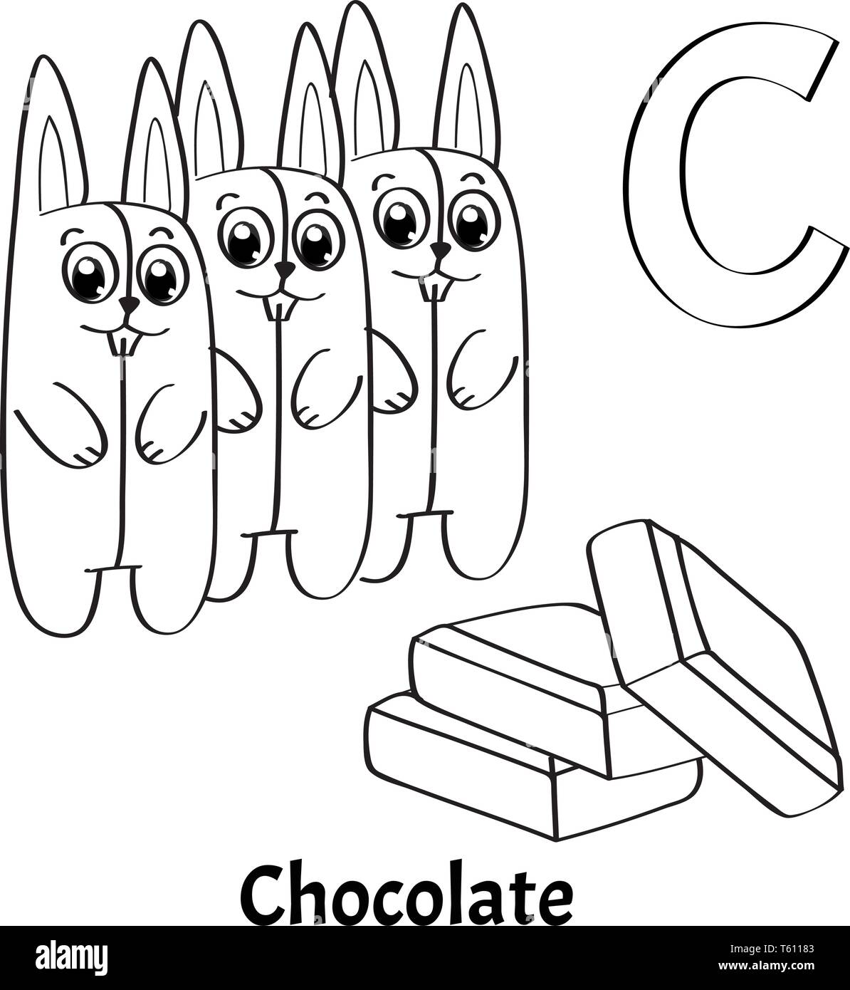 Vector alphabet letter c coloring page chocolate stock vector image art