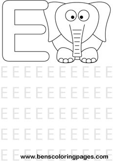 Letter e preschool coloring pages