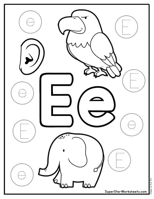 Letter e worksheets