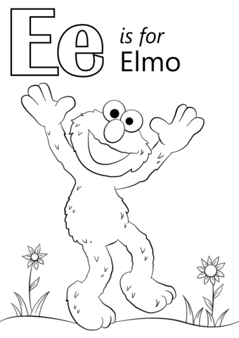 Letter e is for elmo coloring page free printable coloring pages