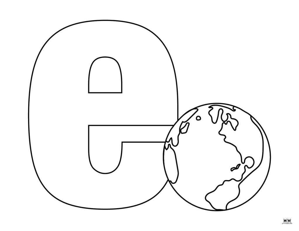 Letter e coloring pages