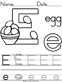 Letter e coloring pages worksheets and color posters