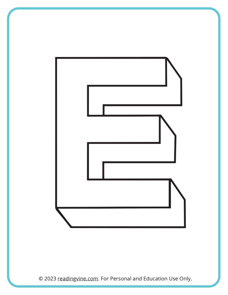 Letter e coloring pages