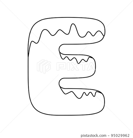 Coloring page with letter e for kids