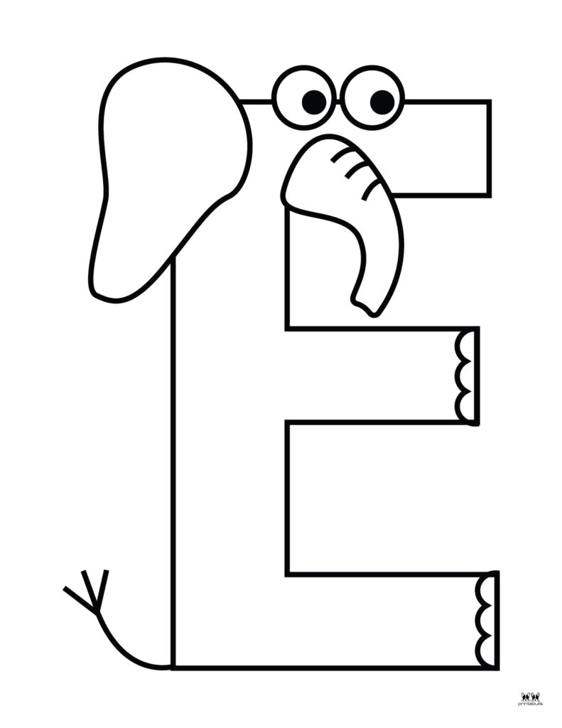 Letter e coloring pages