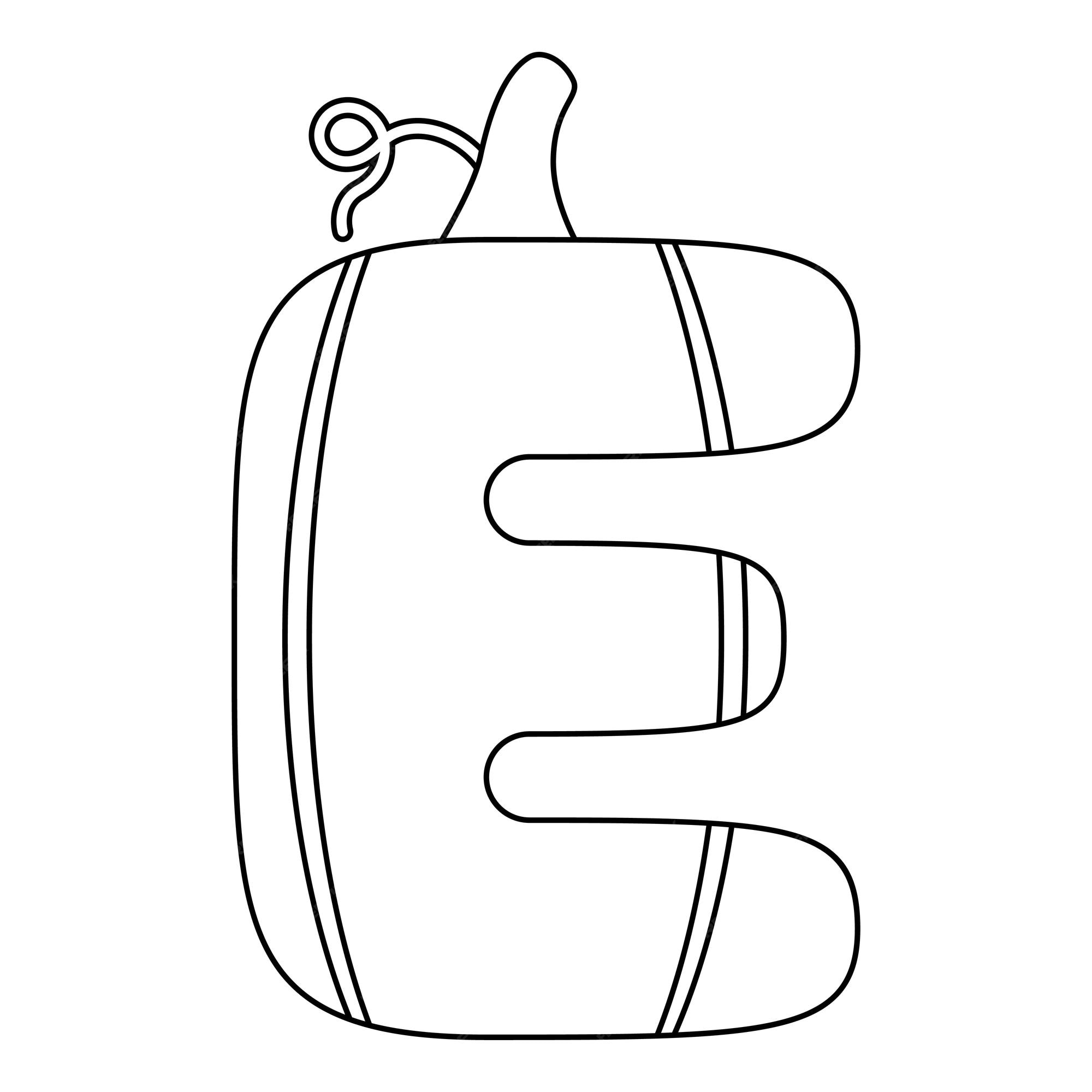 Premium vector coloring page with letter e for kids