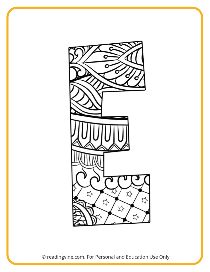 Letter e coloring pages