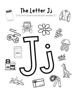 Letter j coloring worksheet by high street scholar boutique tpt