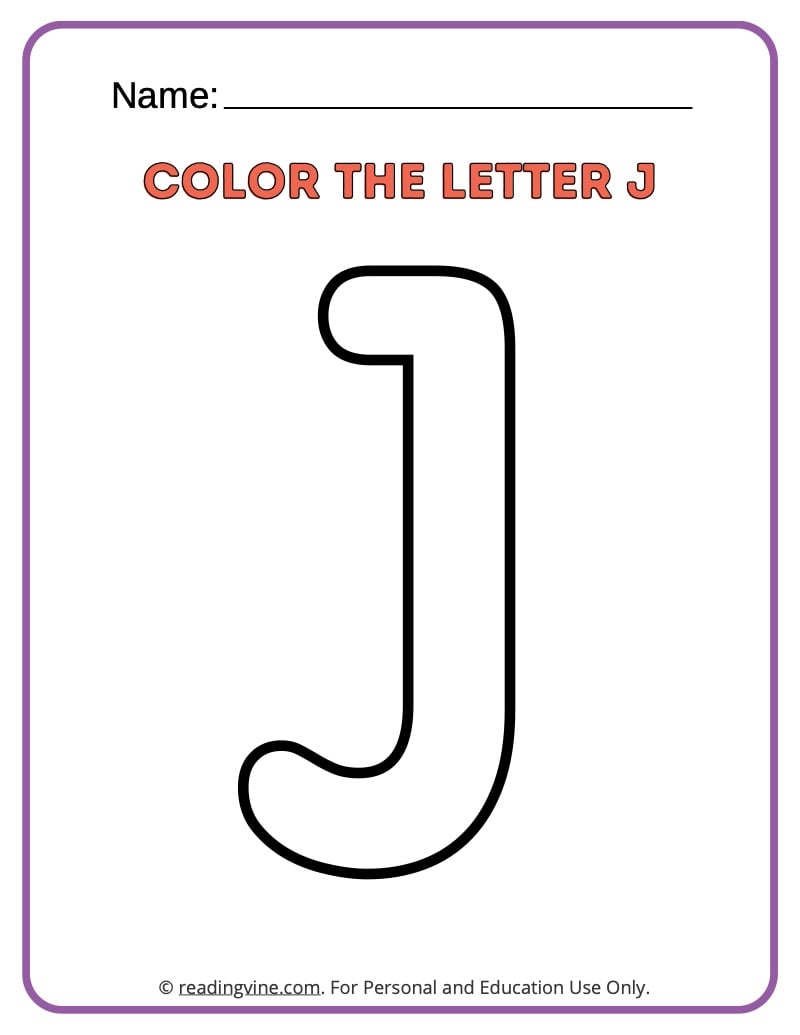 Letter j coloring activity