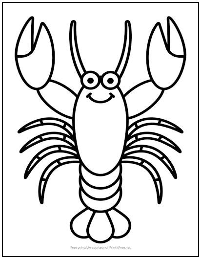 Smiling lobster kids coloring page coloring pages lobster drawing kid coloring page