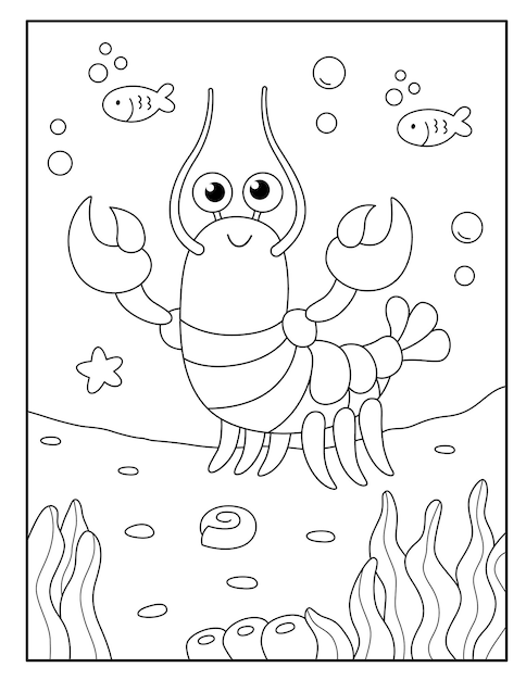 Premium vector lobster coloring pages for kids