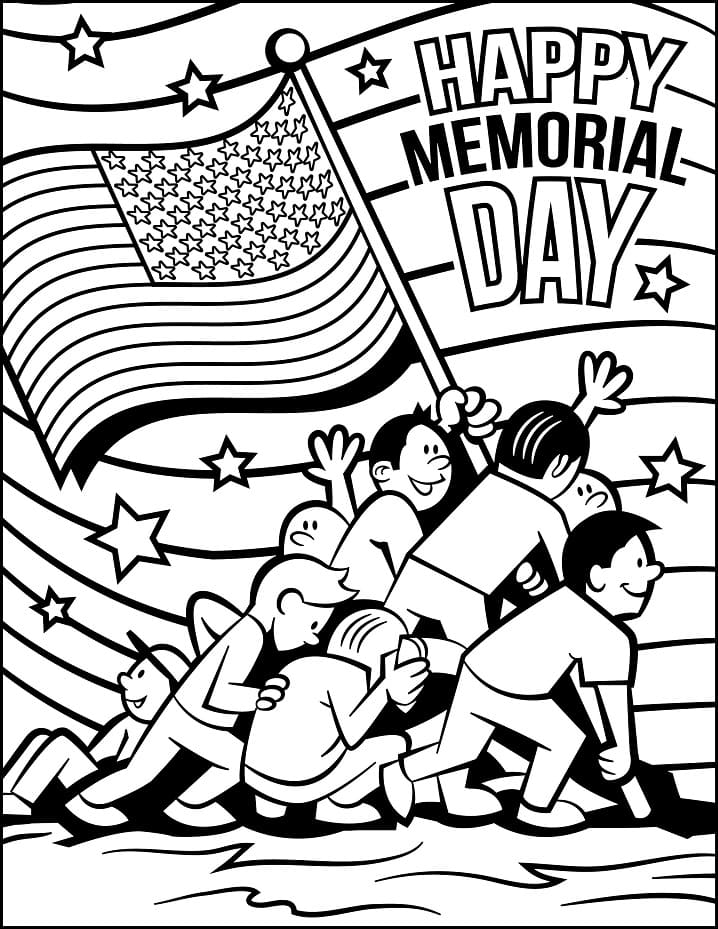 Happy memorial day coloring page