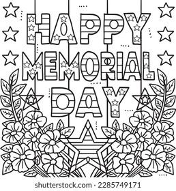 Happy memorial day coloring page kids stock vector royalty free