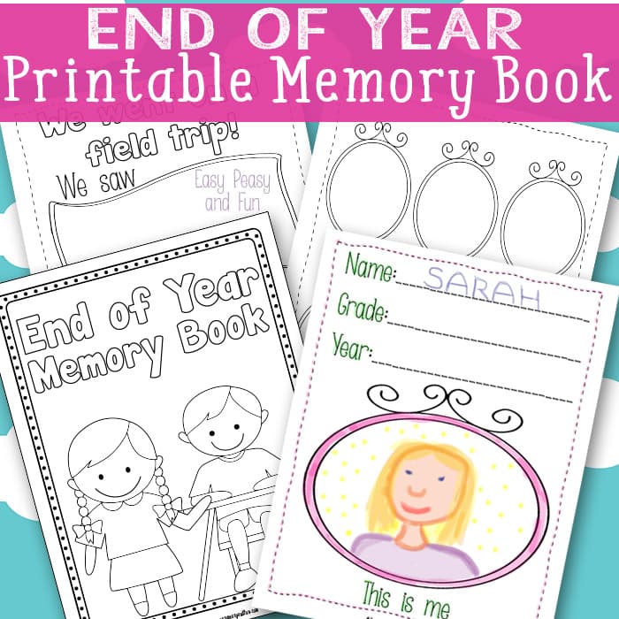 End of year memory book free printable